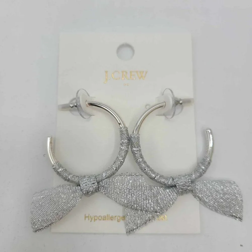 J Crew Factory Silver Ribbon Wrapped Hoops NWT! NEW!